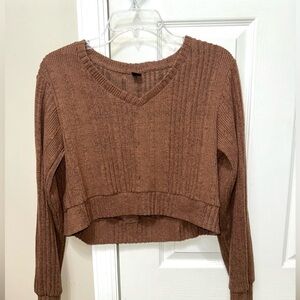 Brown Thin Sweater Cropped
